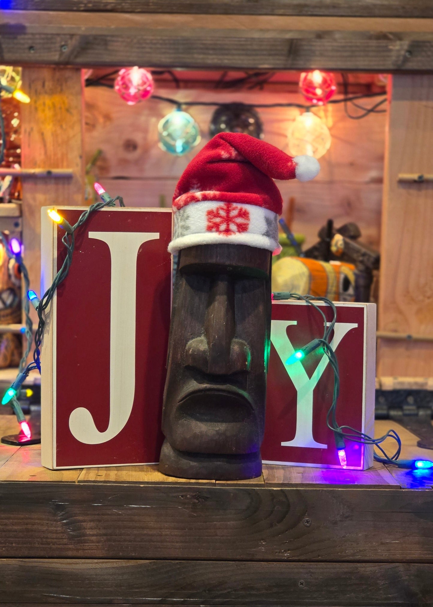 Tiki Sized Santa Hat "Snow Flakes"