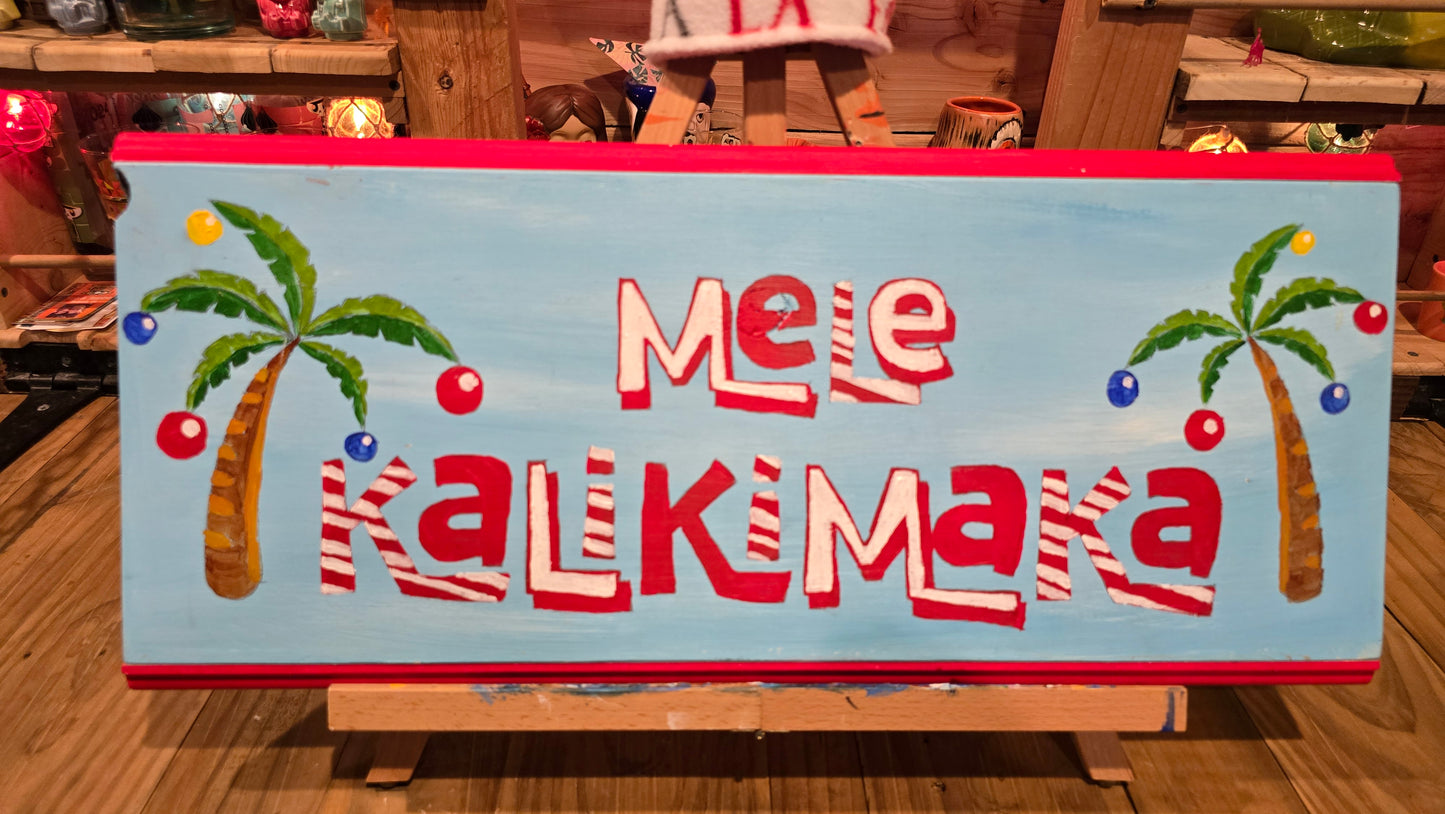 Mele Kalikimaka Wooden Sign – Tropical Christmas Wall Decor